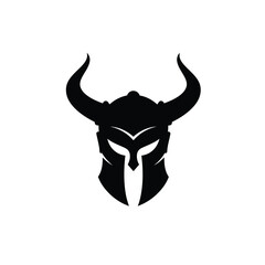 Black horned warrior helmet silhouette icon vector