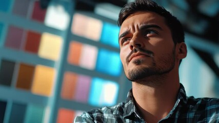 Focused Business Professional Seriously Analyzing Data Charts - Powered by Adobe