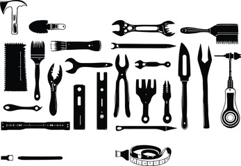 Handyman tools vector illustration featuring hammer wrench pliers and more diy equipment for home improvement