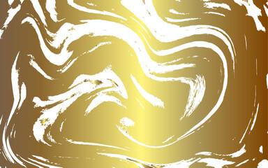 Abstract fluid art background with swirling Golden gradient and white. Marbled effect, with bold, curving, and twisting shapes blending seamlessly. Chaotic, resembling liquified paint