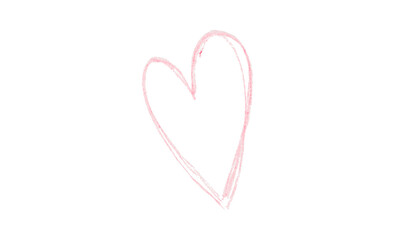 Pink heart drawn with ink on transparent background.