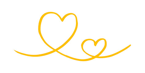 A yellow heart drawn in ink sits on a transparent background.