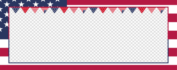 USA Flag Frame with Pennants  Copy Space