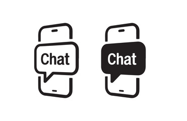 Two chat icons on a smartphone screen isolated on white background