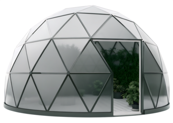  a geodesic dome greenhouse for a private residence isolated on white background PNG , AI GENERATED