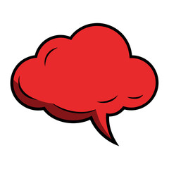 Red comic style speech bubble icon with cloud element