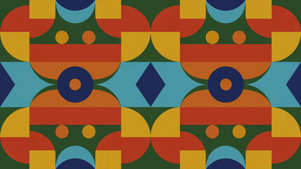 A vibrant geometric pattern design with a retro-modern aesthetic.