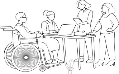 Diverse Team Meeting with Accessibility Illustration