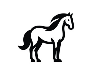 Majestic equine stylized black and white vector illustration