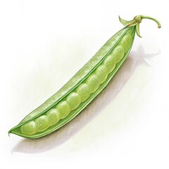 A single pea pod, isolated on white background