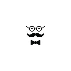 Black silhouette of glasses mustache and bowtie icon
