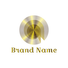 Golden vinyl record icon featuring a metallic silver volume control button, perfect for music and audio technology designs