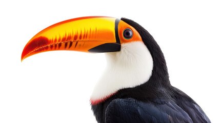Naklejka premium Colorful toucan with large beak facing sideways Transparent background, PNG