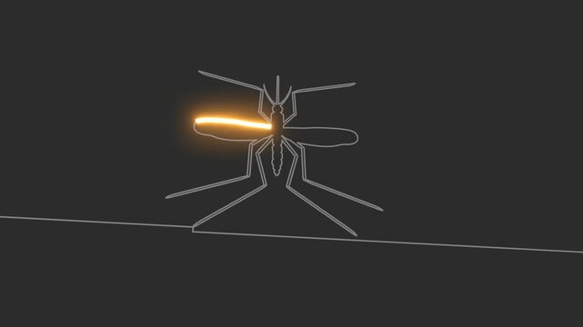 Mosquito thin line drawing. Medical industry, biotechnology and biochemistry concept. Scientific medical designs. Virus mosquito transmission diseases relative theme