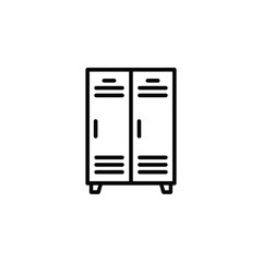 Simple black line art icon of two adjacent lockers with ventilation slots