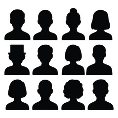 Diverse human head silhouettes people heads