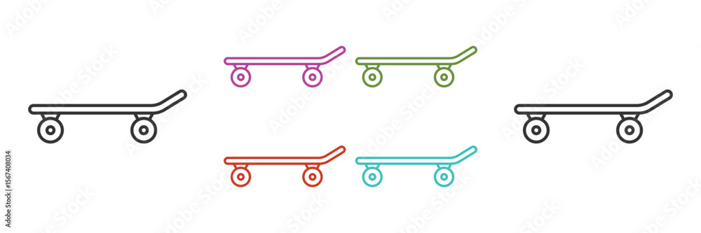 Poster skateboard icon. different colour skateboard vector icon for web design isolated on white background