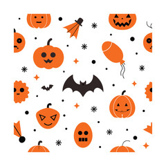 seamless line art Halloween pattern design elements