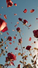 Roses ascending, garden, daytime, blue sky, romantic celebration