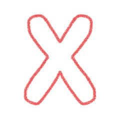 アルファベットX　 手書き文字　かわいい　素材　赤　イラスト　素材　アイコン　クレヨン風