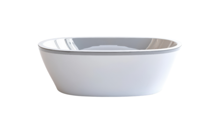 Contemporary oval bath with mirror base reflection effect Transparent background, PNG