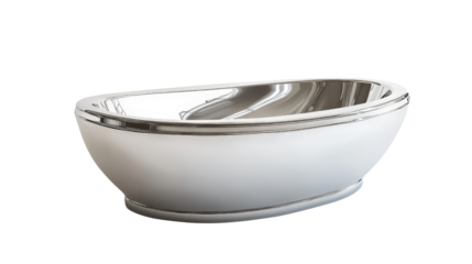 Contemporary oval bath with mirror base reflection effect Transparent background, PNG