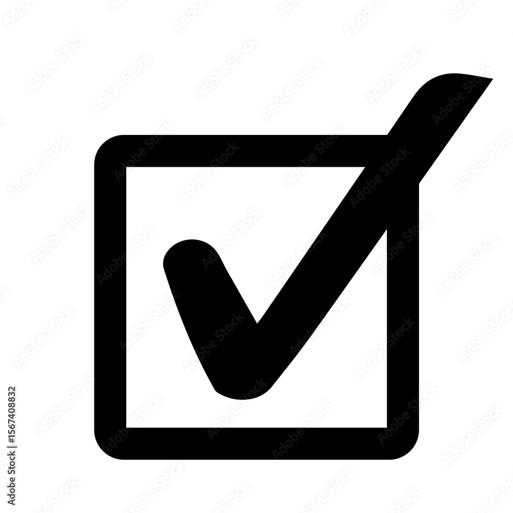 Poster black checkbox with check mark approved selection icon