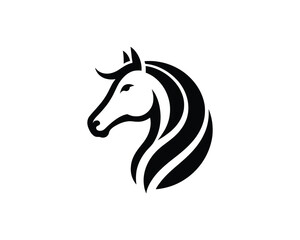 Sleek horse head vector icon in elegant black and white design