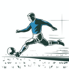 Stylized Soccer Player Kicking Ball - Vector Illustration for Sports Blog