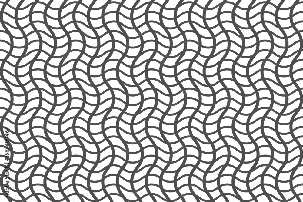 Poster abstract dark gray wavy lines forming a repeating interlocking pattern isolated on transparent backg