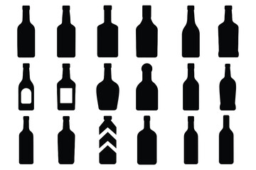 Various Black Bottle Silhouettes white beverage