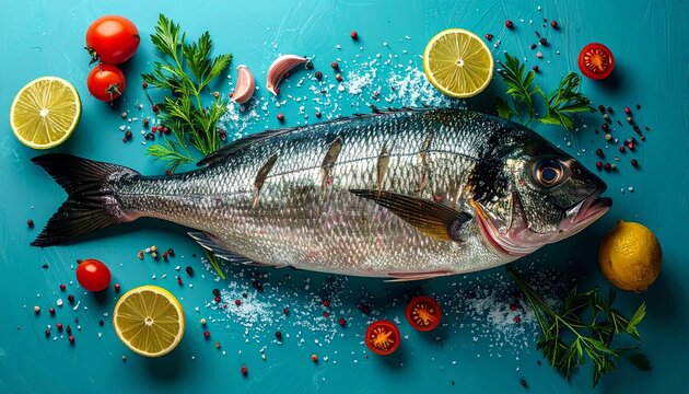 fish on a blue background