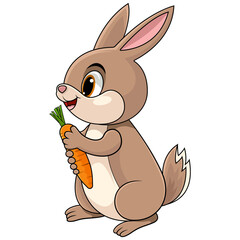 Cute cartoon bunny holding a carrot