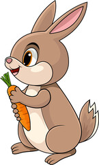 Cute cartoon bunny holding a carrot