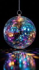 Vibrant Disco Ball Reflections on Black