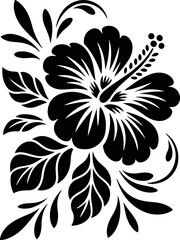Stylized Floral Tattoo Design in Monochrome