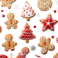 Festive Christmas cookies assortment isolated on a transparent background