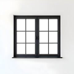 window in the wall, Black wood window frame isolated on white background
