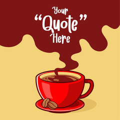 a cup of coffee flat vector illustration with float smoke