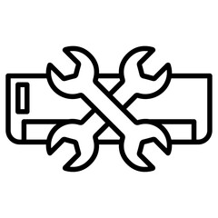 ac repair icon flat thin outline art logo