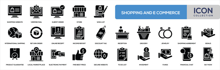 Shopping and E Commerce Glyph Icon Collection