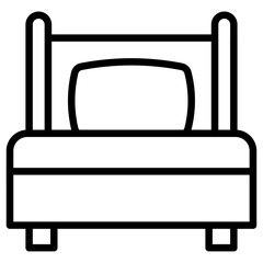 bed icon flat thin outline art logo