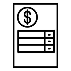 bill icon flat thin outline art logo