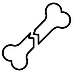 broken bone icon flat thin outline art logo