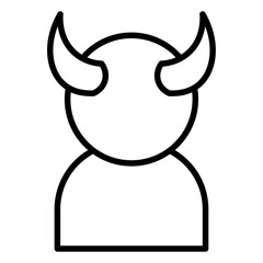 devil icon flat thin outline art logo