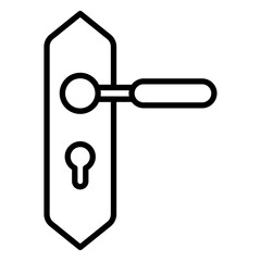 door knob icon flat thin outline art logo