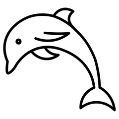 dolphin icon flat thin outline art logo
