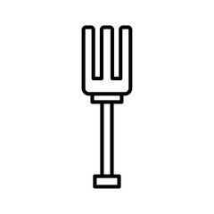 garden fork icon flat thin outline art logo
