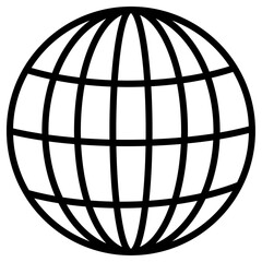 globe icon flat thin outline art logo