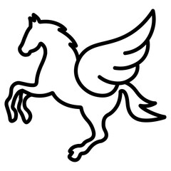 pegasus icon flat thin outline art logo